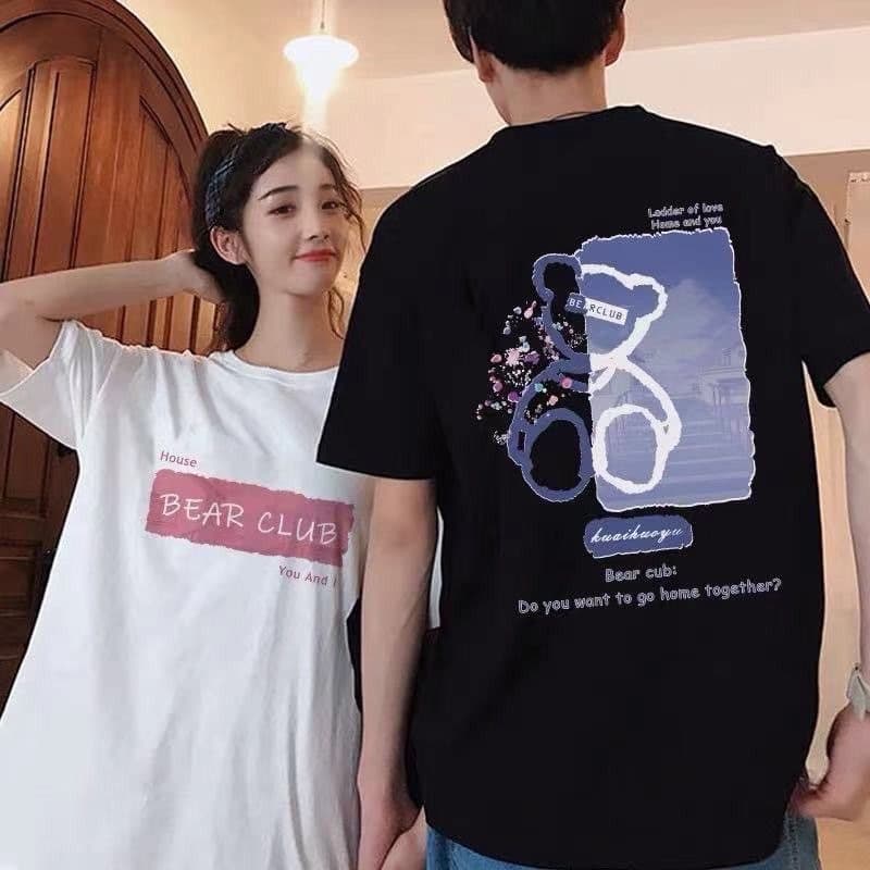 2025 Summer New Couple Short Sleeve T-Shirt Women Loose Plus Size Cartoon Cute Ins Top Export Wholesale