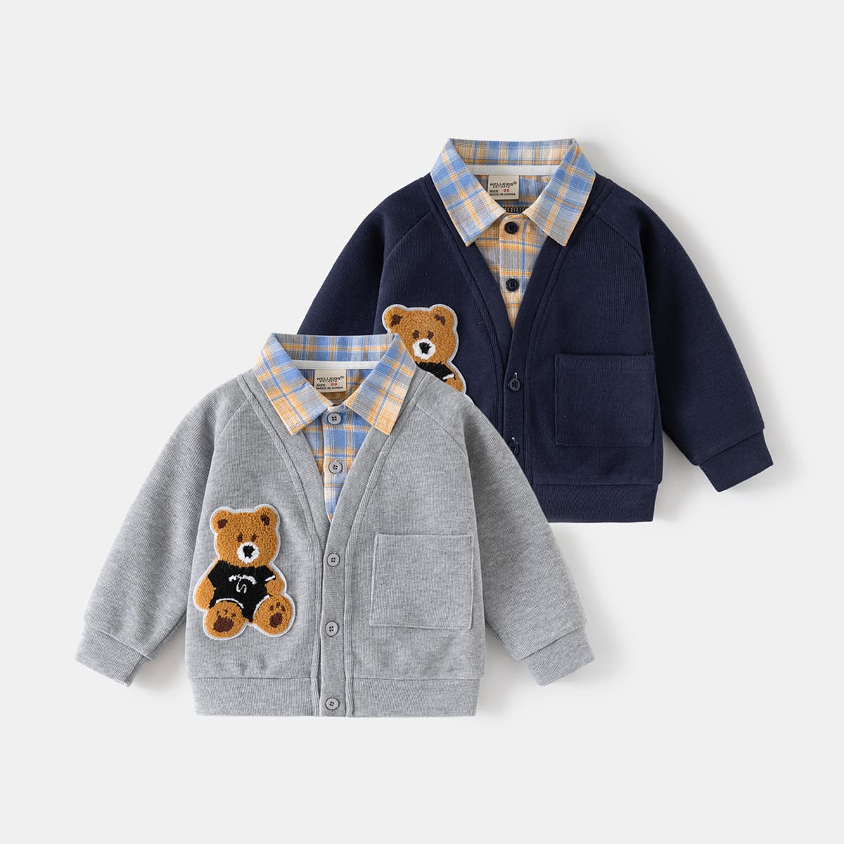 Spring New Korean-style Two-piece Look Jacket Children's Fashion Long Sleeve Hoodie Boys Cartoon Top Trendy Kids Wear Wholesale