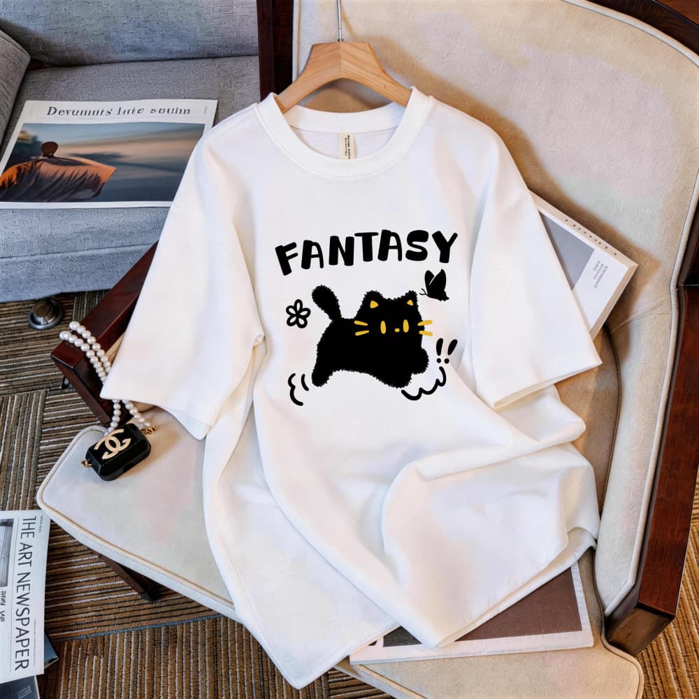 Summer Women's Fashion Breathable Pure Cotton Short-Sleeve Top Cute Print Versatile Casual Korean Style Ladies' T-Shirt Trendy Brand