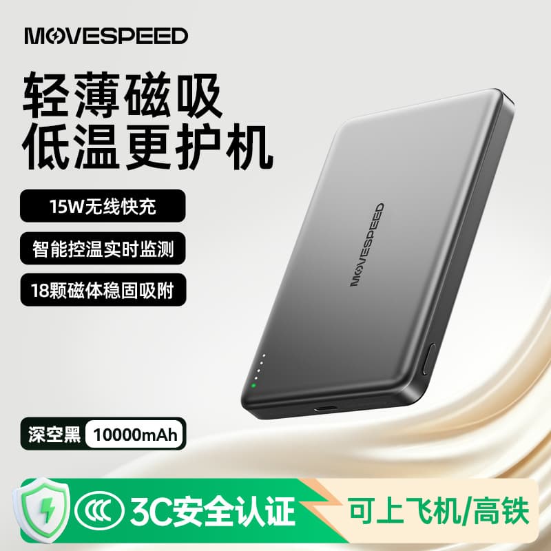 MOVESPEED 10000mAh Power Bank Ultra-Thin Transparent Magnetic Wireless Charger for iPhone 15 15W Mobile Power Supply