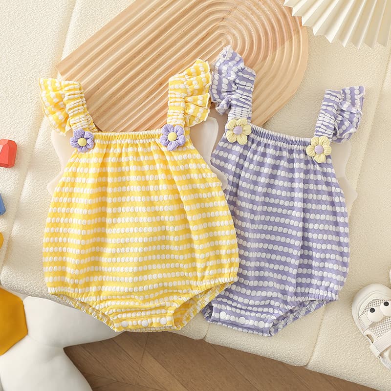 Super Cute Baby Bodysuit Summer Clothes for Girls Sleeveless Romper Summer Thin Set Summer Princess