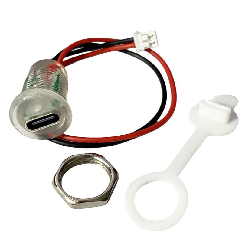 Type-C LED Female Connector, Waterproof Charging Port for Toy Desk Lamp, Soldering Female USB-C Power Socket