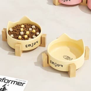 Ceramic Cat Bowl Pet Food Bowl Water Bowl Grain Bowl Integrated Cat Food Bowl Dog Bowl Non-Spill Neck Protection