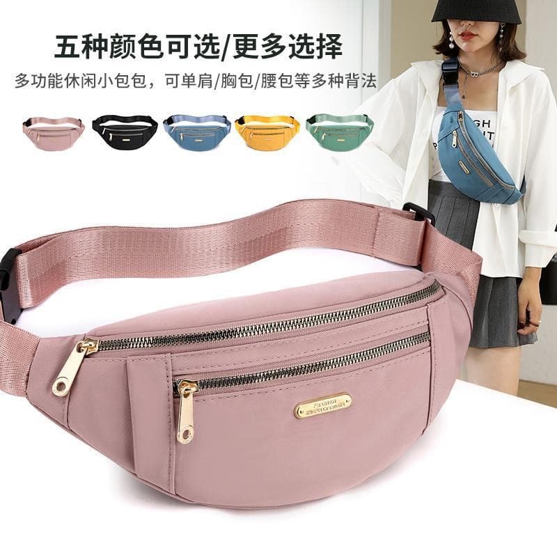 New Women's Chest Bag Outdoor Sports Running Phone Waist Bag Double Layer Portable Cash Bag Commuter Crossbody Shoulder Bag