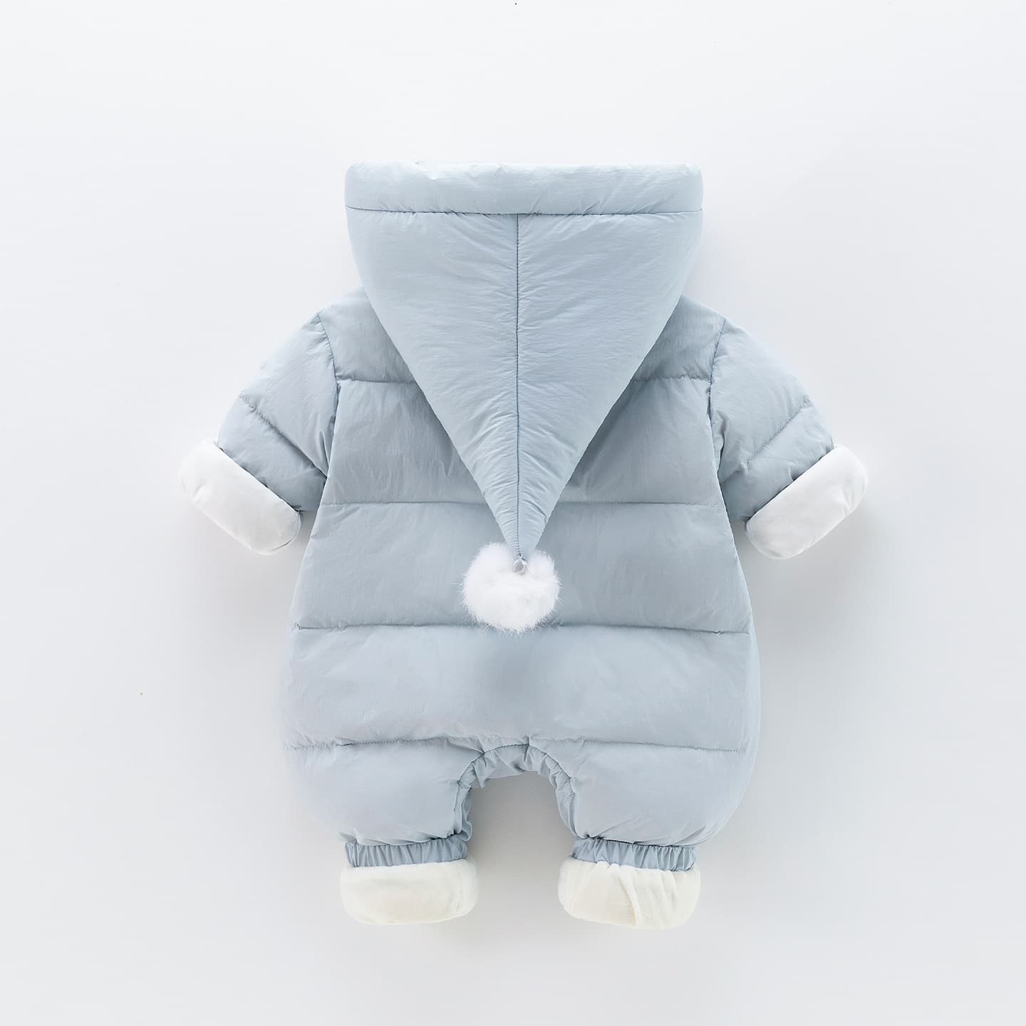 Baby Boy White Duck Down Winter Romper, Newborn Infant Winter Clothing, Thick Padded Wrap Coat for Going Out