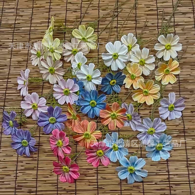 Hot-selling 3-Head 3D Cosmos Flower Row Decoration for Wedding, Hotel, Home Luxury Fake Flower Arrangement Wholesale