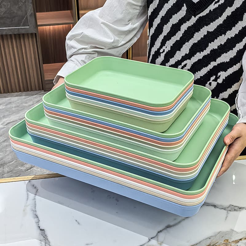 Rectangular Plastic Deepened Tray Hotel Home Tea Cup Water Cup Fruit Plate Dinner Plate Pastry Storage Tray