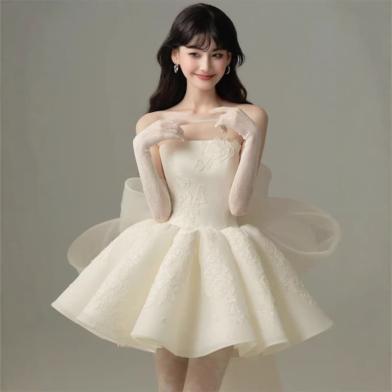 Petite Morning Robe Dress New Style Banquet Gathering Birthday Party Toast Dress Light Luxury Bride Wedding Light Wedding Dress