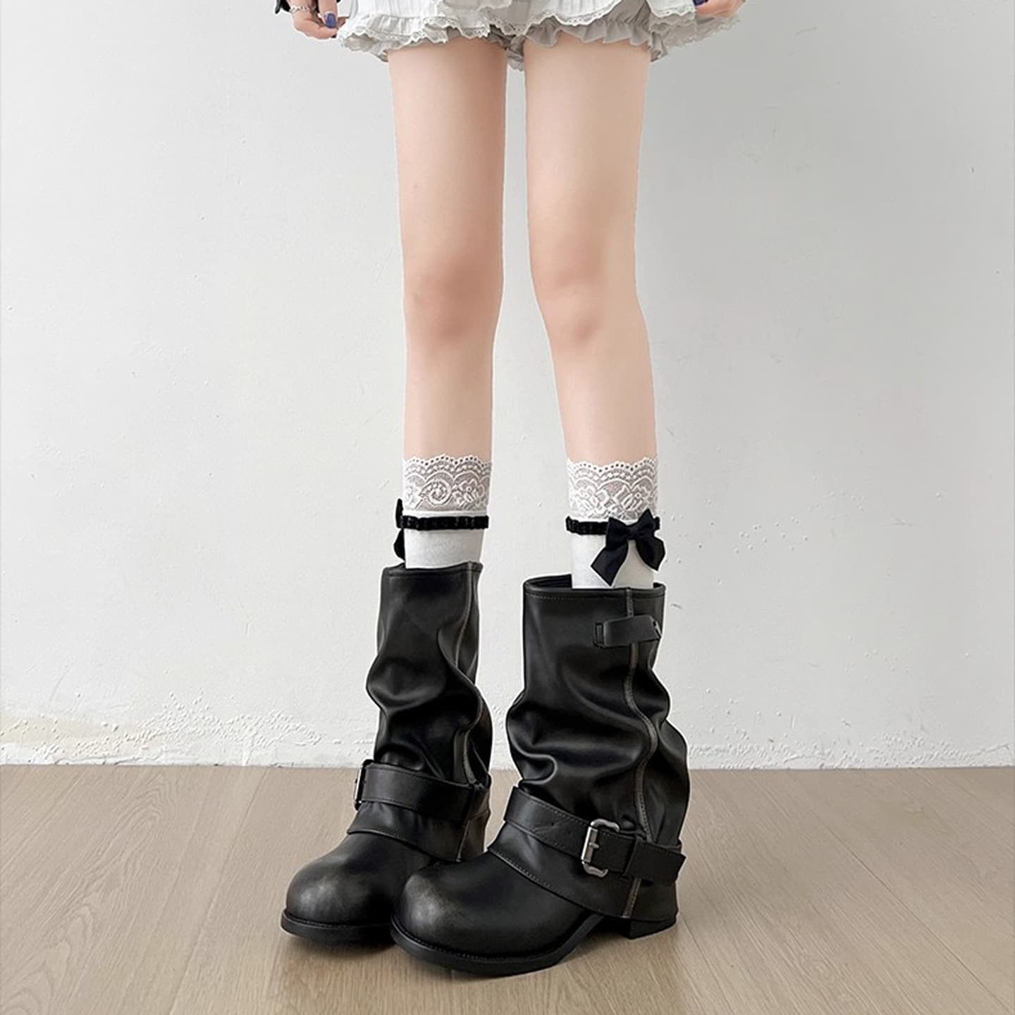 Sheepskin Version ~ Niche Design Short Boots, Women's Pleated Boots, Trouser Boots, Western Cowboy Motorcycle Boots
