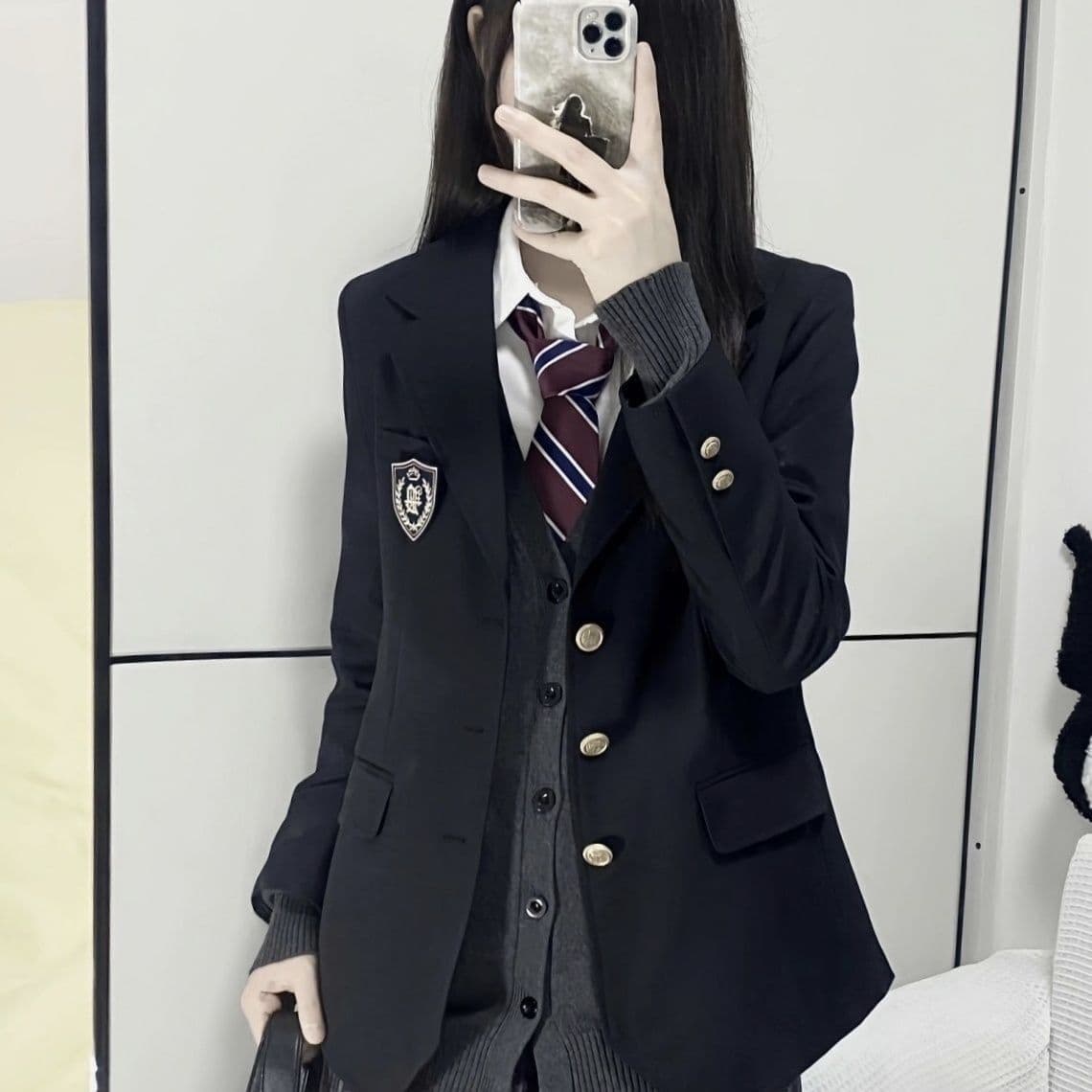 High-end JK uniform blazer for women, 2025 spring and autumn new style, loose Korean style, college style blazer with badge.