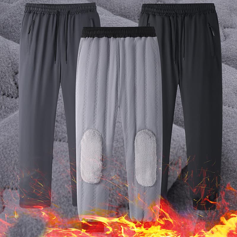 Men's Cotton Pants with Fleece Lining, Thick Thermal Sweatpants, New Autumn Winter Casual Joggers with Elastic Cuffs