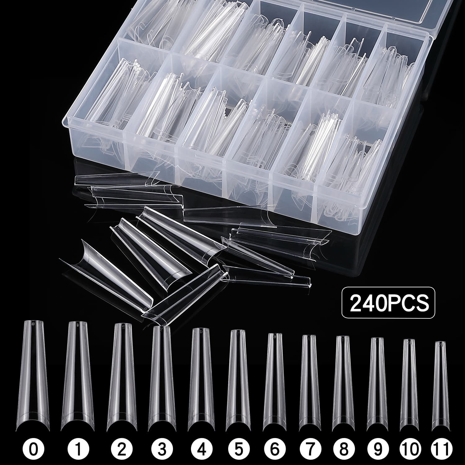 Nail Art Tools Finished Nail Stickers Nail Wraps 240 Pieces Long Cowboy Nail Tips Cylindrical False Nails