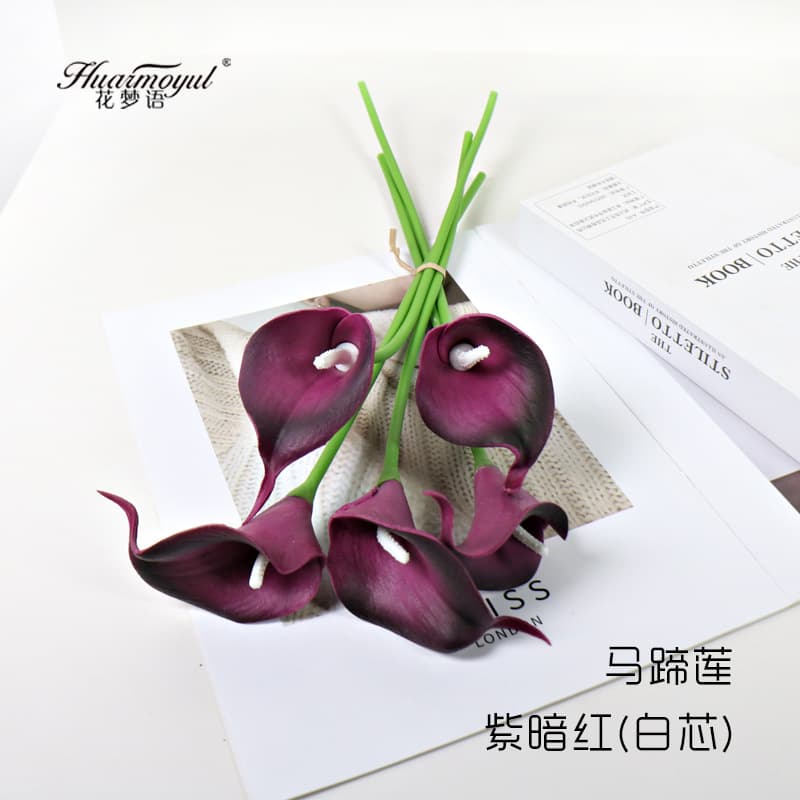 Cross-border PU mini calla lily artificial flowers for home decoration, wedding photo props, wholesale from manufacturers with realistic touch.