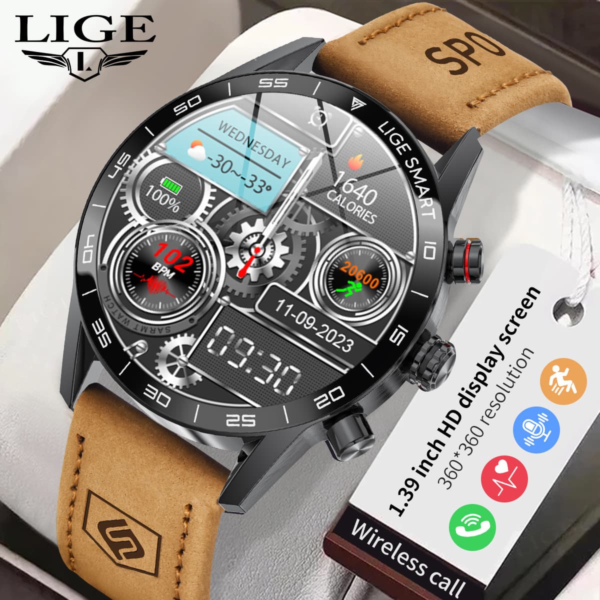 Cross-border new popular large-screen disc business multi-function smart watch men's Bluetooth call high-value watch
