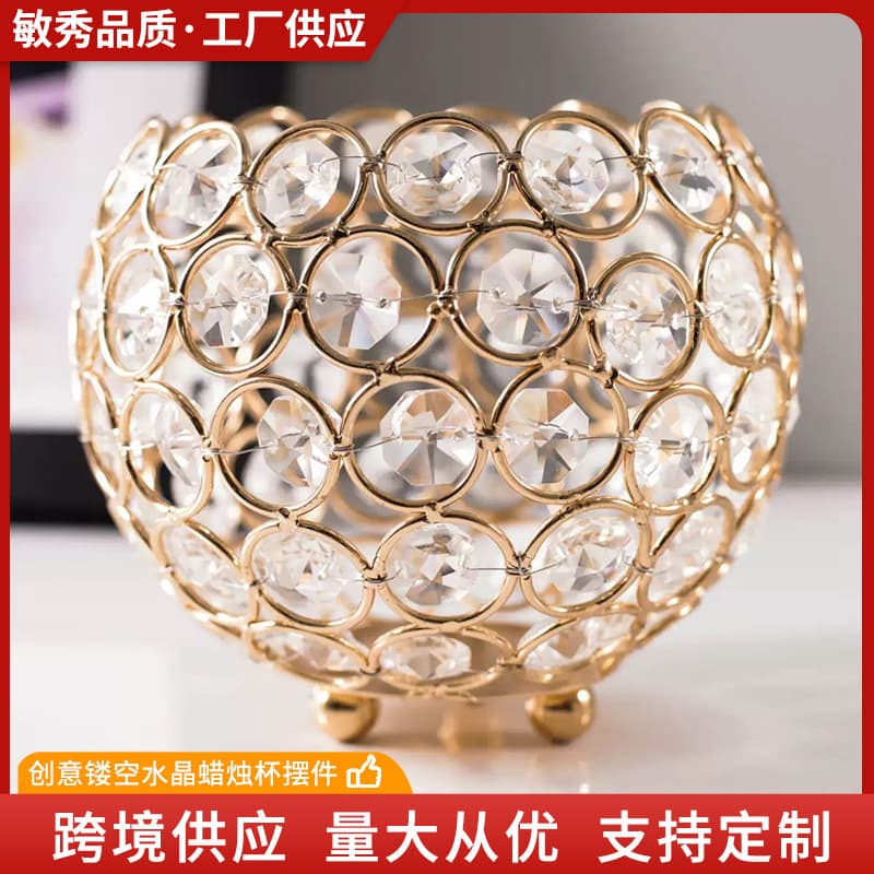 Best-selling Crystal Tea Light Candle Holder for Parties and Weddings, Amazon Creative Hollow-out Candlestick Table Decor