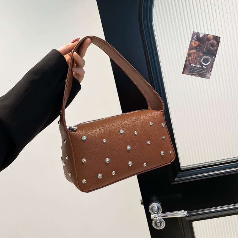 New high-end texture starry rivet baguette armpit bag niche punk handbag fashion versatile shoulder bag