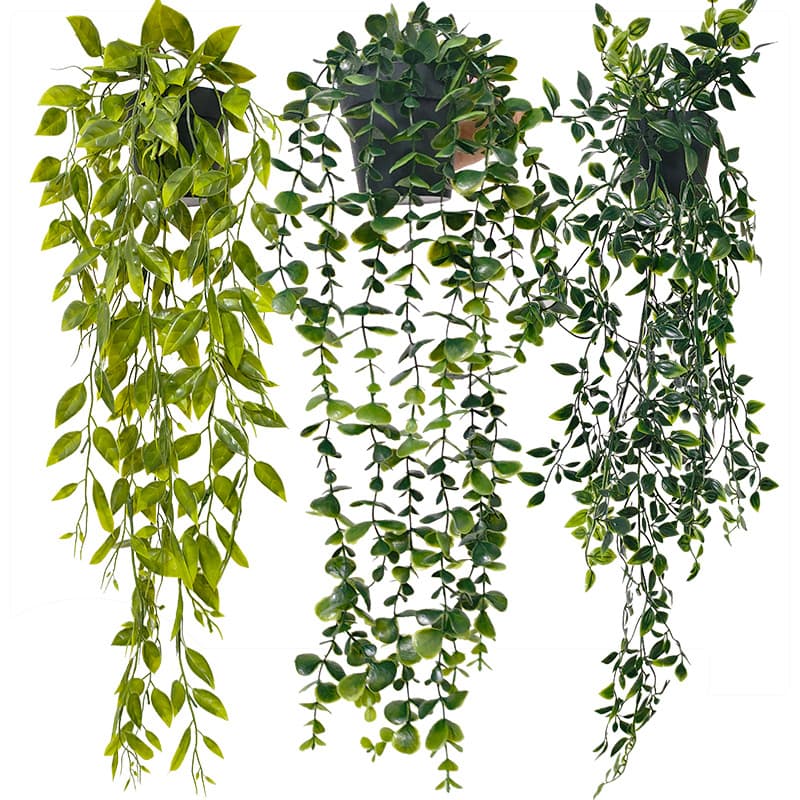 Amazonian artificial green plants, datura, eucalyptus bonsai, pea pods, hanging potted plants, wall-mounted decorative bonsai