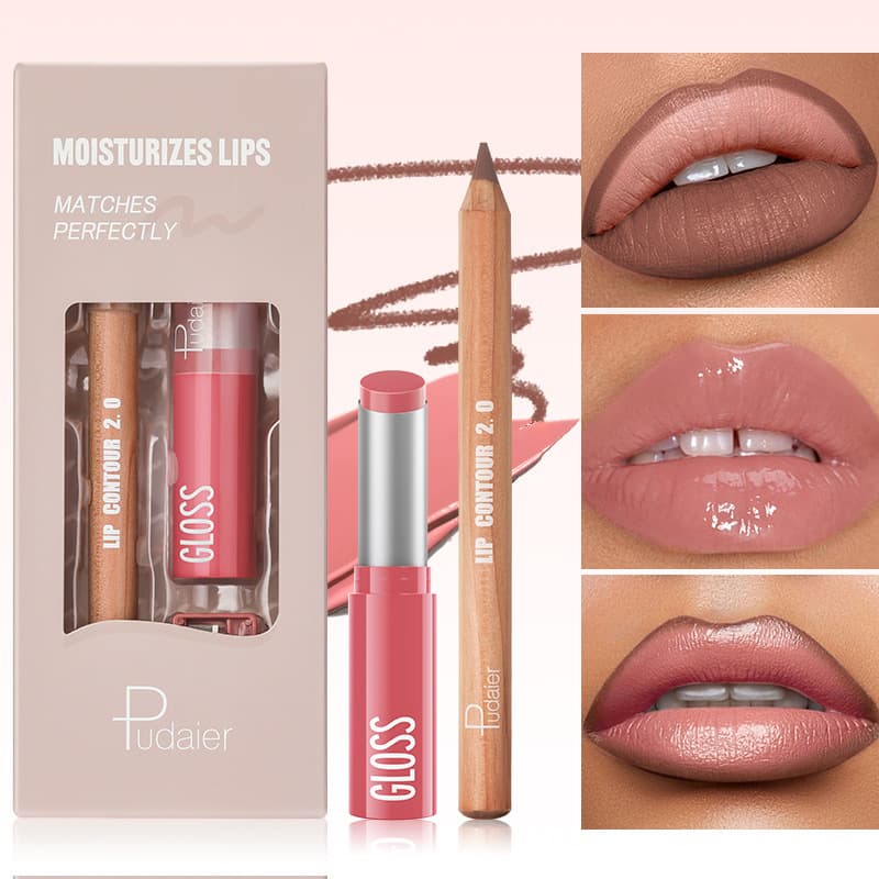 Cross-border Cosmetics Wholesale Pudaier Amazon Best-selling Lip Liner Lipstick Set Matte and Glossy Lipstick Set