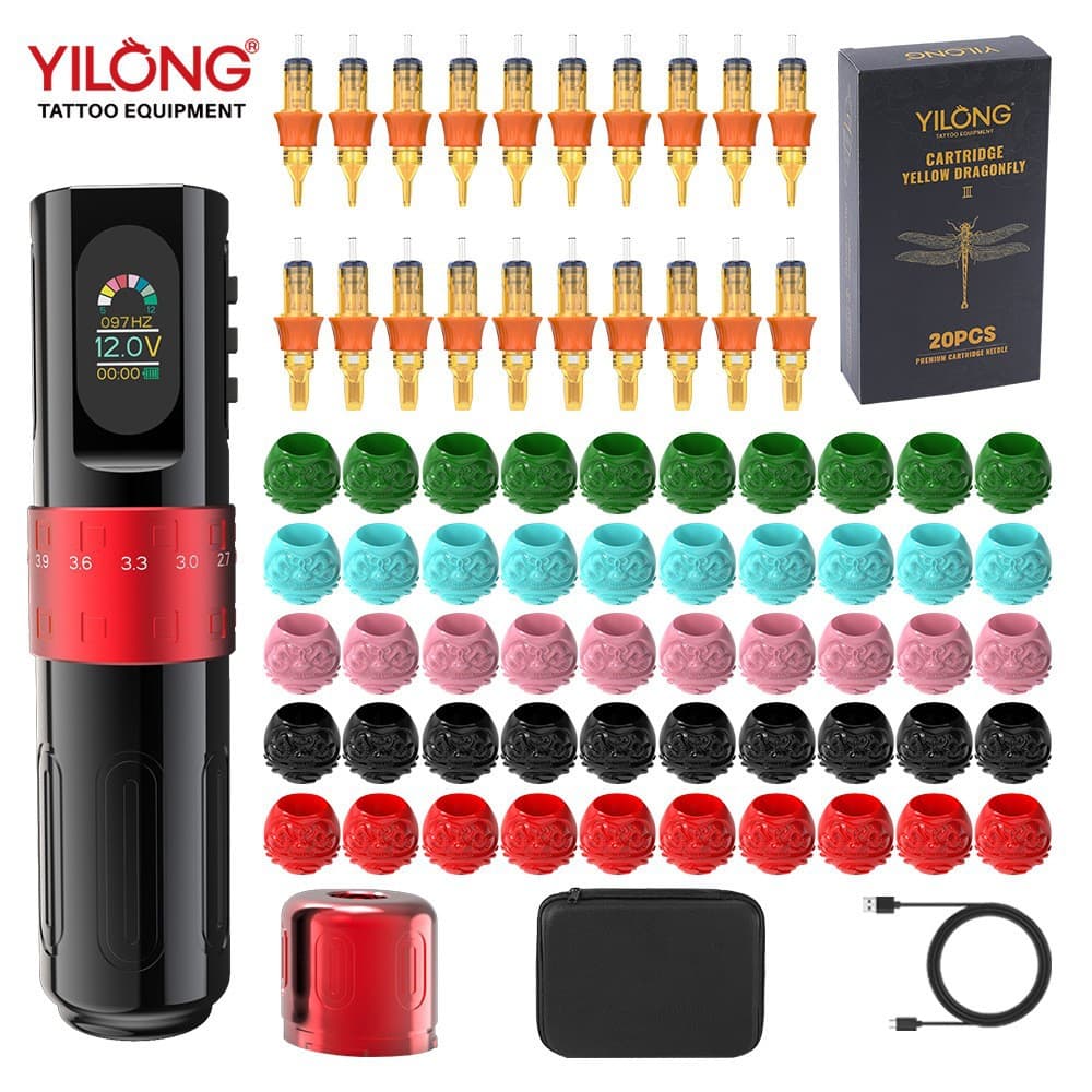 Yilong Tattoo Pen Set Adjustable Stroke Tattoo Machine TATTOO Tattoo Line Mist Machine Set Cross-border Factory Direct Sales