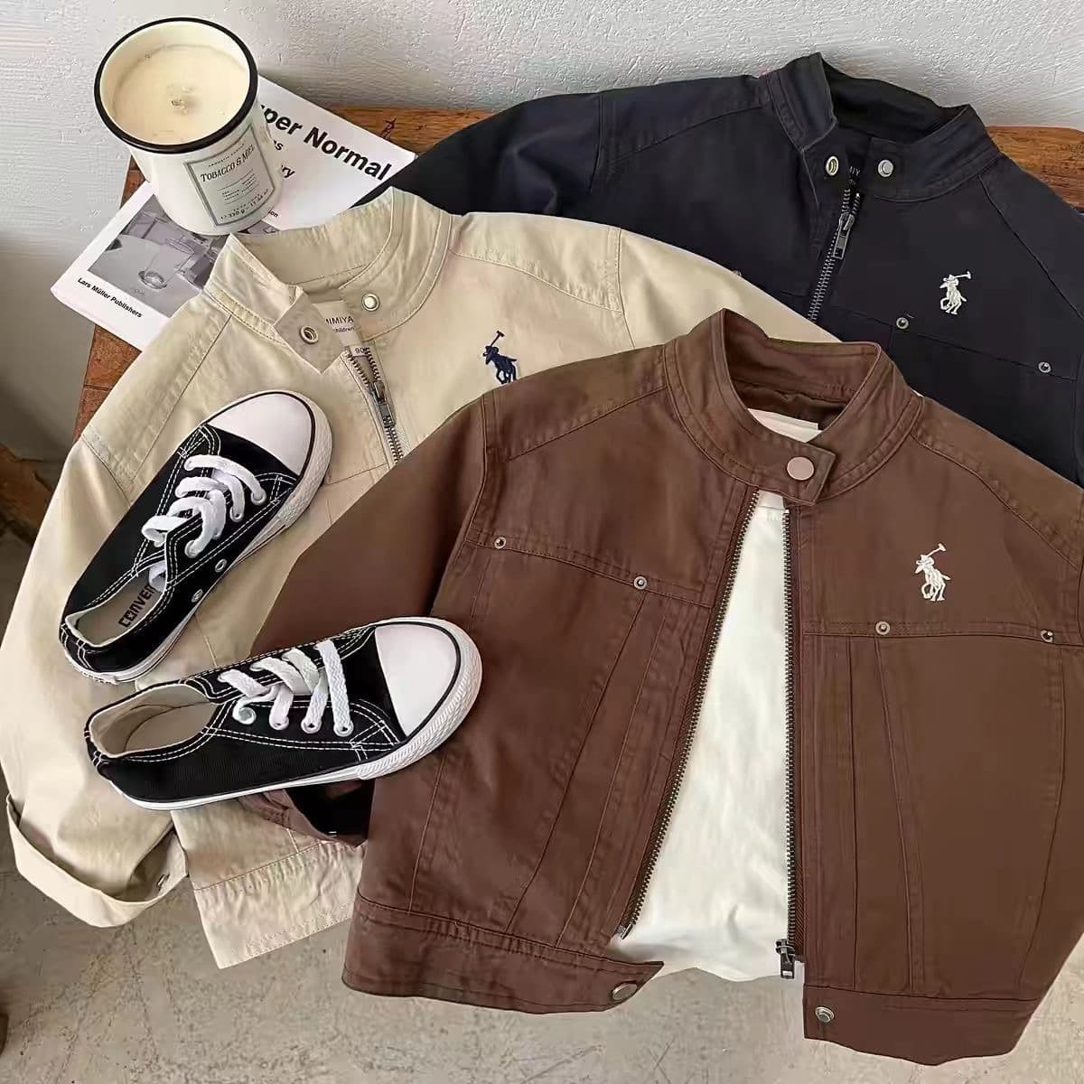 Children's Jacket 2024 Autumn New Boys' Versatile Zip-Up Shirt, Korean Style Small Kids' Casual Stand Collar Outerwear Trendy