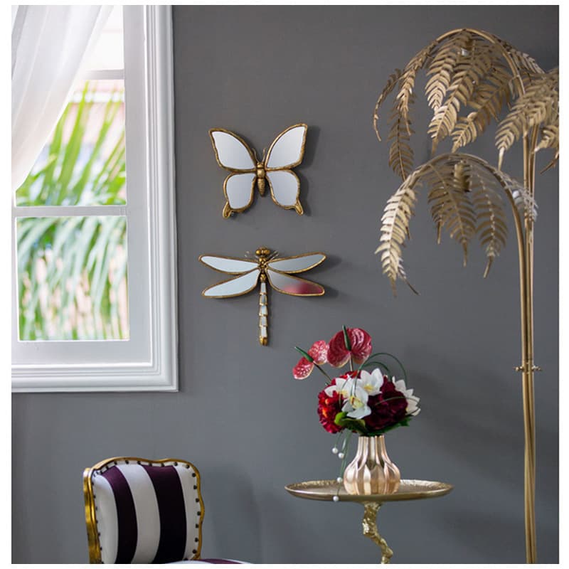 Light Luxury Retro Weathered Resin Dragonfly Ornament, Creative Living Room Butterfly Background Wall Decorative Hanging Piece, Decorative Art