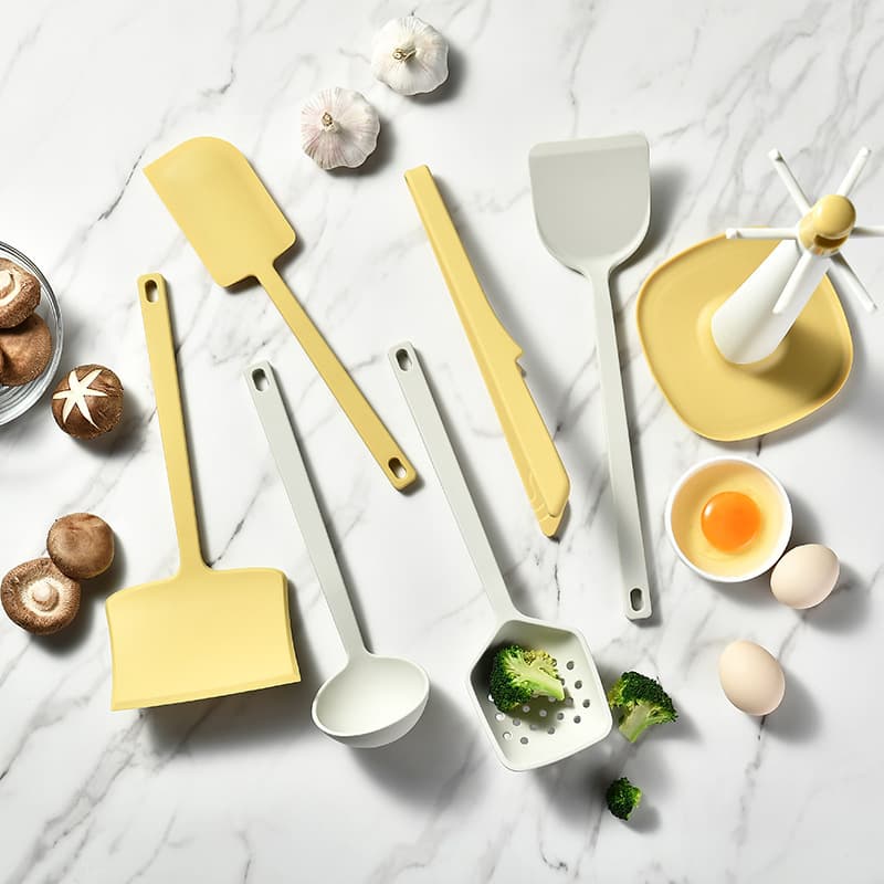 Cross-Border One-Piece Silicone Kitchenware 5-Piece Set, Non-Stick Pan Cooking Spatula Spoon, Household Silicone Kitchenware Set