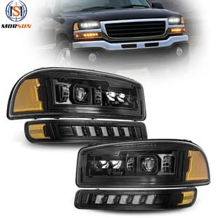 USA GMC Car LED Headlight Assembly Compatible with 1999-2007 GMC Sierra 1500 2500