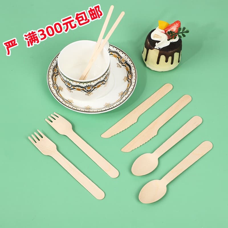 Disposable Wooden Spoons Forks Knives Dessert Spoons Ice Cream Spoons Daily Tableware Birch Wood Forks Knives Wooden Spoons