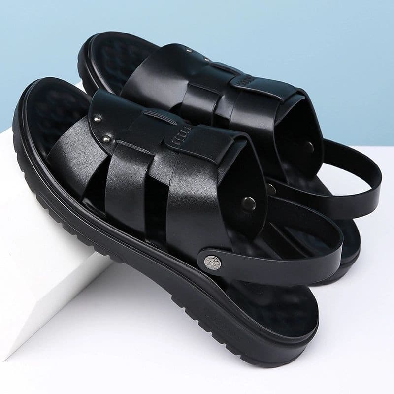 New Summer Men's Sandals Waterproof Anti-Slip Dad Driving Sandals Soft Sole Casual Beach Shoes Dual-Purpose Sandals Slippers