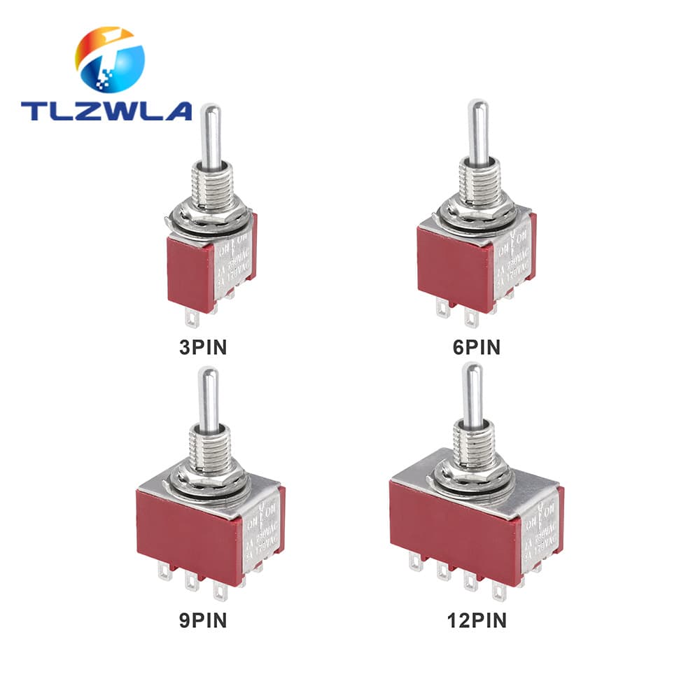 6mm Red Toggle MTS-102/202 3-Pin/6-Pin/9-Pin/12-Pin Slide Switch 3P2T 402 302
