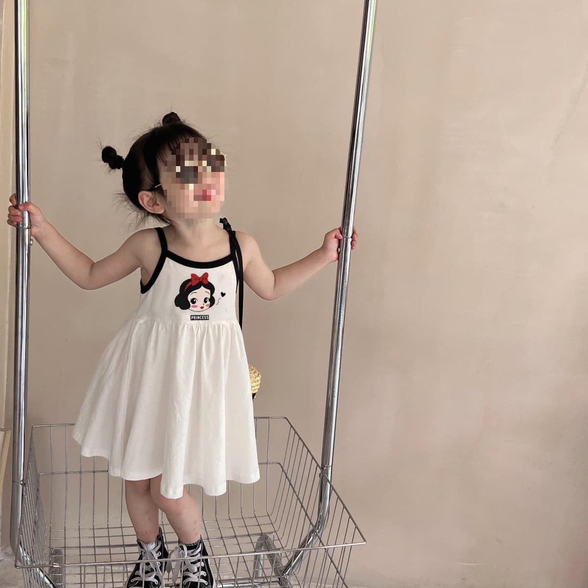Girls' Sleeveless Dress Summer Slip Dress Hepburn Style Letter Print Casual Sportswear 0051A005