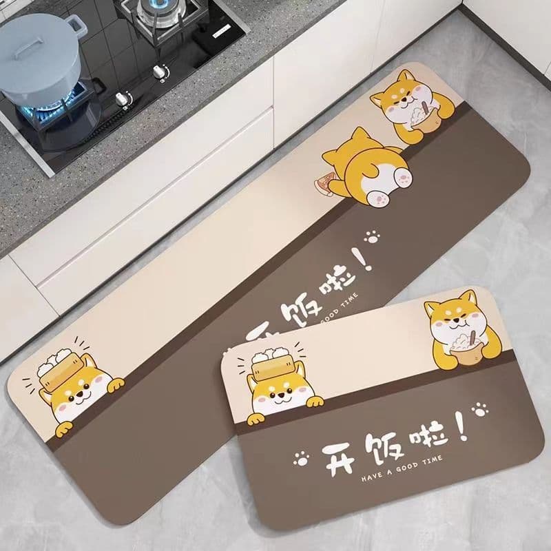 Cute Panda Kitchen Mat, Stain-Resistant Non-Slip Mat, Oil-Absorbing Water-Absorbing Kitchen Set, Diatom Mud Carpet Bathroom Door Mat