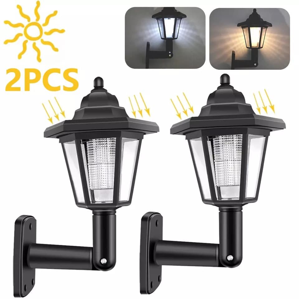 Outdoor Solar Garden Light Hexagonal Retro Palace Style Lawn Landscape Ground Spike or Wall Lamp