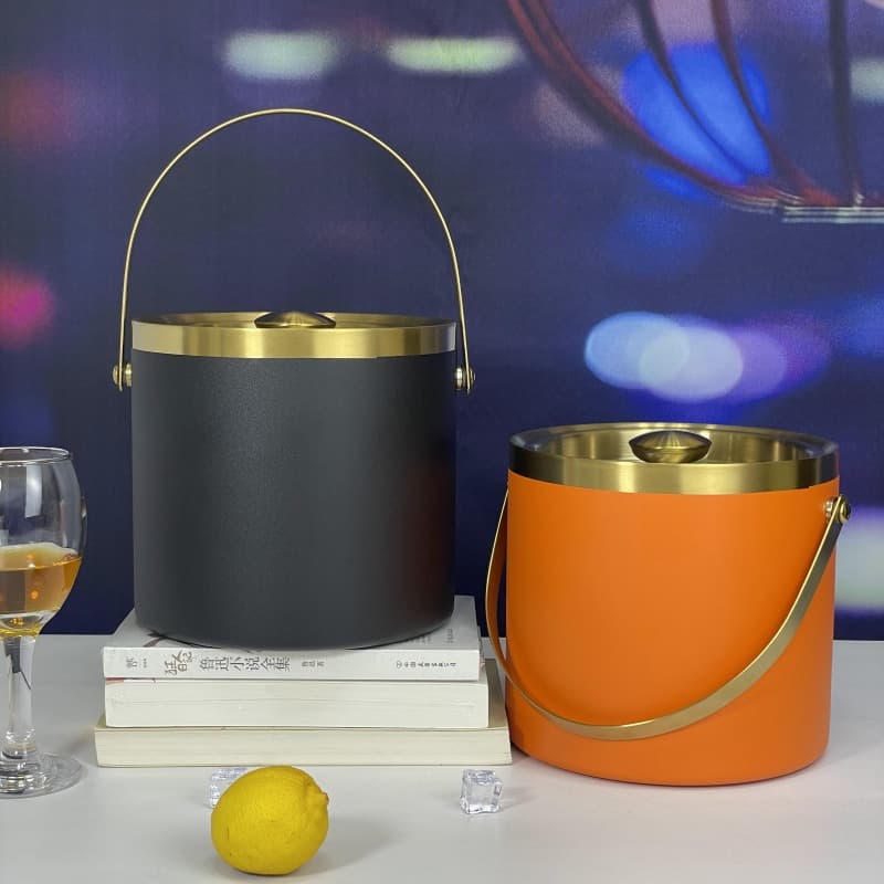 Manufacturer wholesale stainless steel ice bucket double-layer insulated KTV champagne wine beer ice cube bucket commercial
