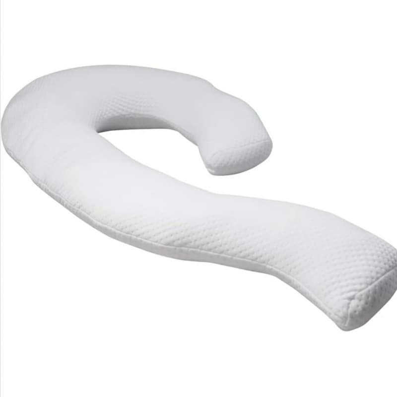 This bed pillow/body pillow is designed for side sleepers, providing lumbar support.
