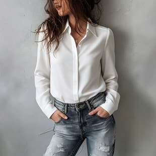 Cross-border Long Sleeve Women's Blouse Summer European Size Thin Women's Shirt Top French Style Hidden Button