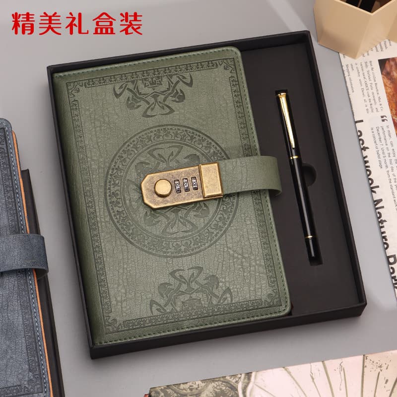 A5 Vintage Lock Notebook with Lock, Password Diary, Account Book, Business Notebook, Cross-Border New Style