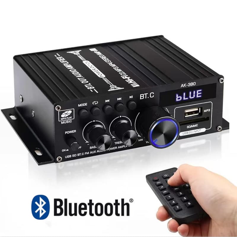 AK380 Bluetooth USB Card Reader Remote Control Power Amplifier Car Home 12V Mini Small Power Amplifier