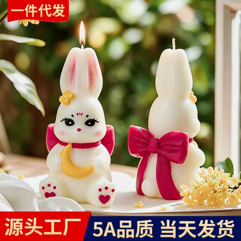 Mid-Autumn Festival Gift Idea Festive Small Gift Cute Desktop Decoration Handmade Rabbit-Shaped Aromatherapy Candle