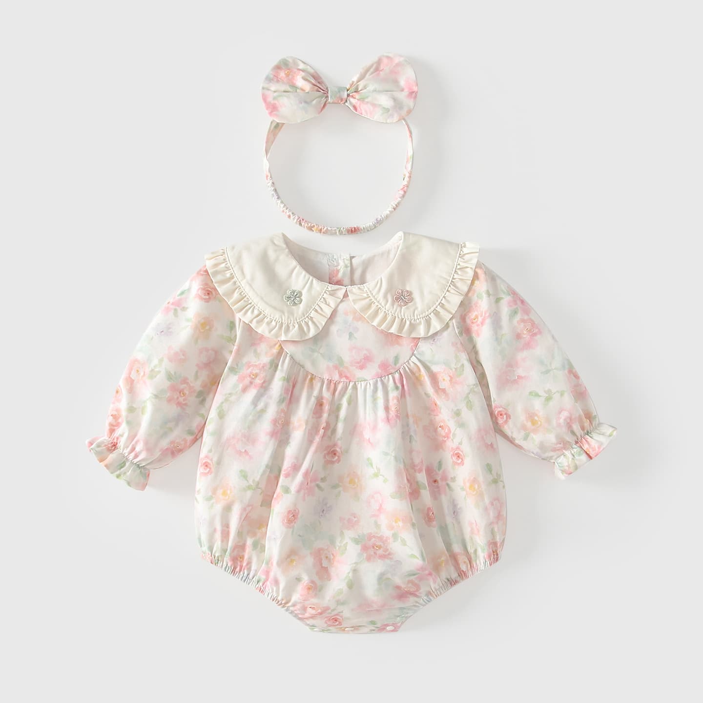 Baby Spring Clothes Infant Romper Baby Bodysuit Princess Floral Print Onesie Spring Autumn Outdoor Crawling Suit