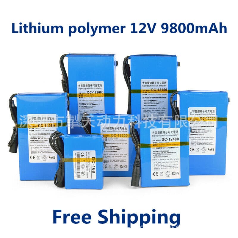 DC 12V 9800 MAH High Capacity Rechargeable Backup Lithium-Ion Battery, LED Emergency Battery