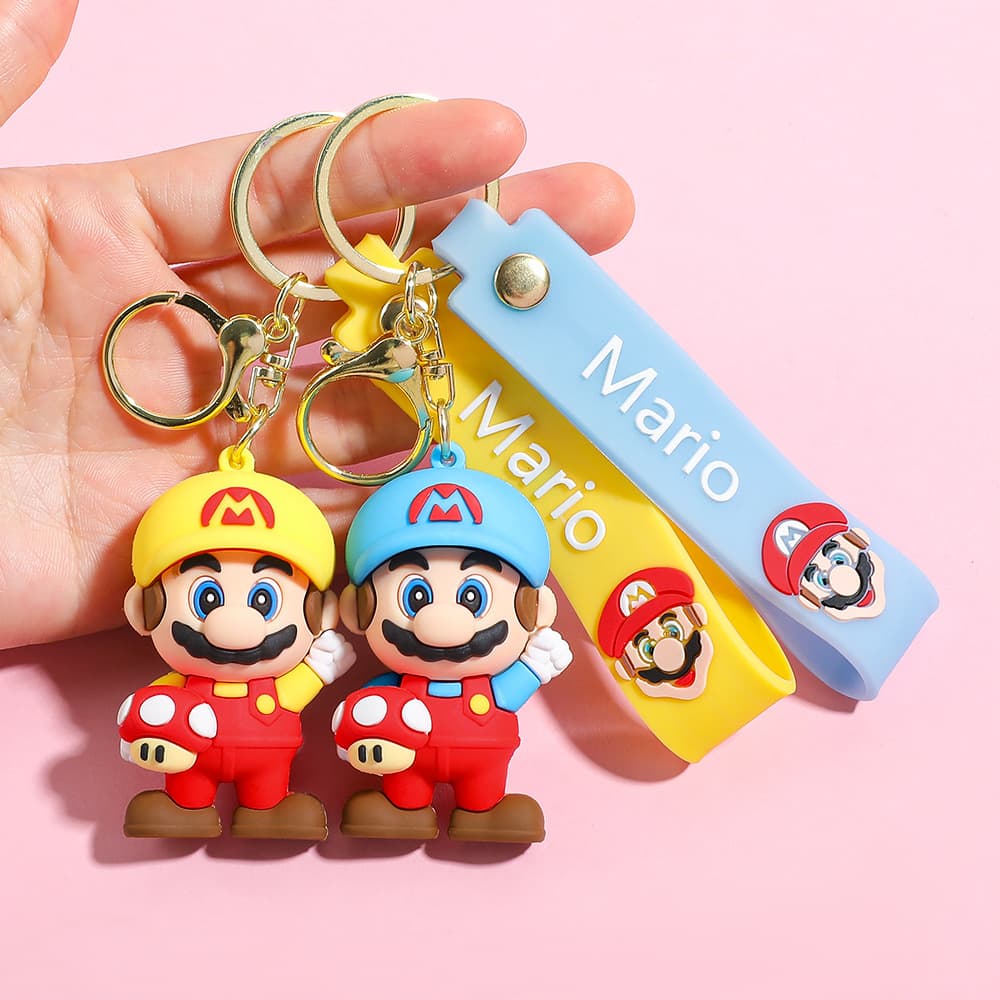 Cartoon Mario keychain Super Mario doll pendant bag pendant car key chain popular small gift