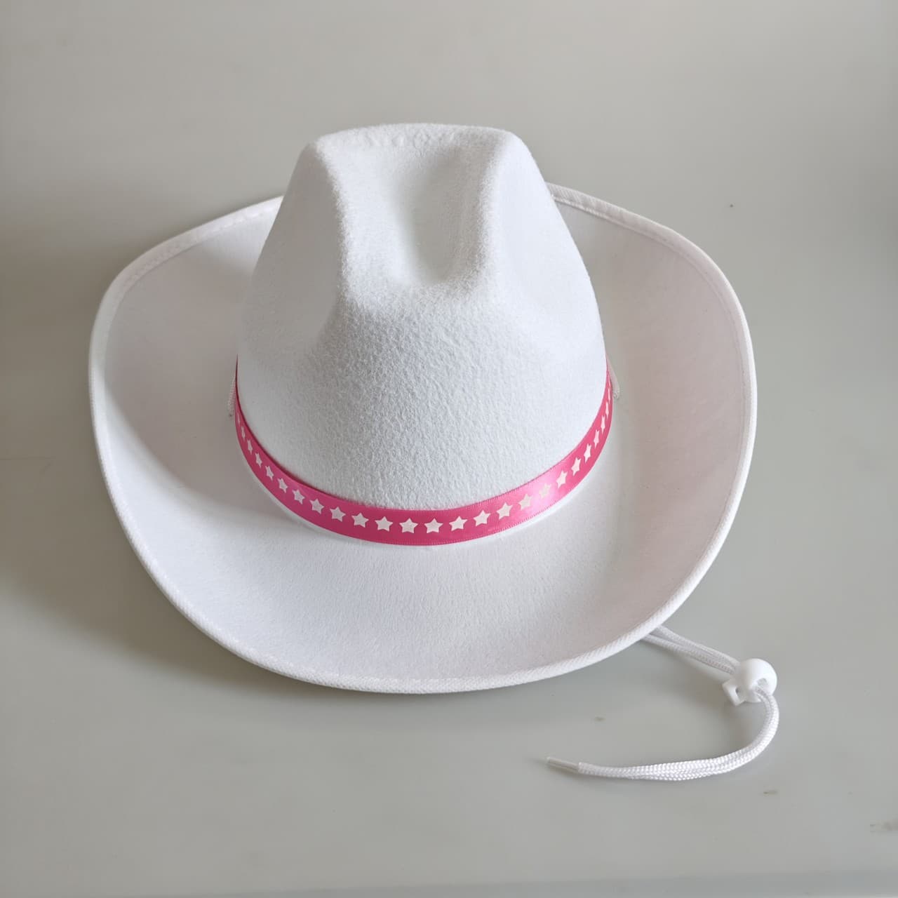 New Barbie Adult White Western Cowboy Hat with Pink Ribbon Rope Buckle Pentagram Pink Cowboy Hat
