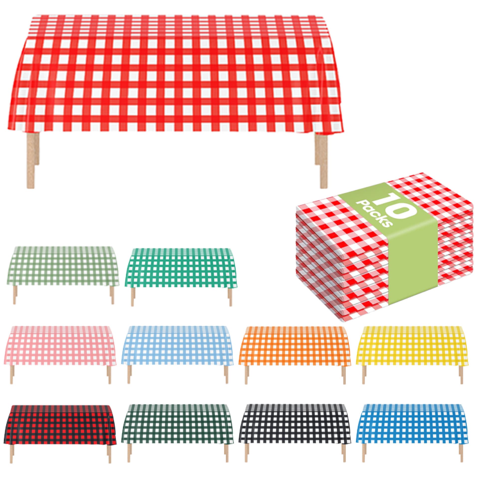 In Stock Wholesale Disposable Plastic Rectangular Checkered Tablecloth Cross-border Supply 137*274 Simple Check