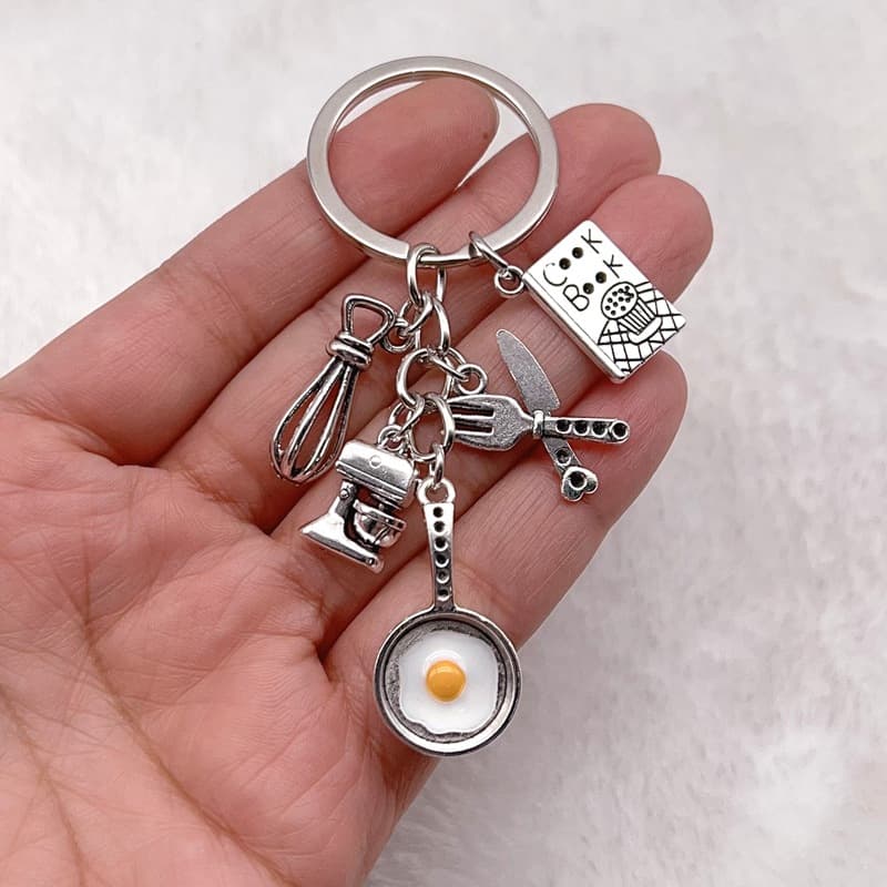 Cooking Keychain Cooking Omelette Pan Blender Cookbook Cutlery Chef Cross-Border Keychain