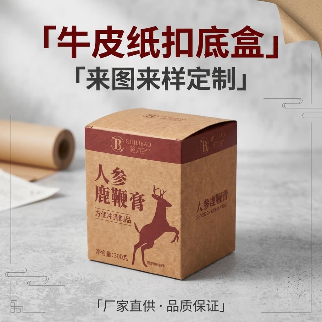 Kraft paper tuck bottom box for health products packaging, low MOQ available, printable, factory direct, customizable
