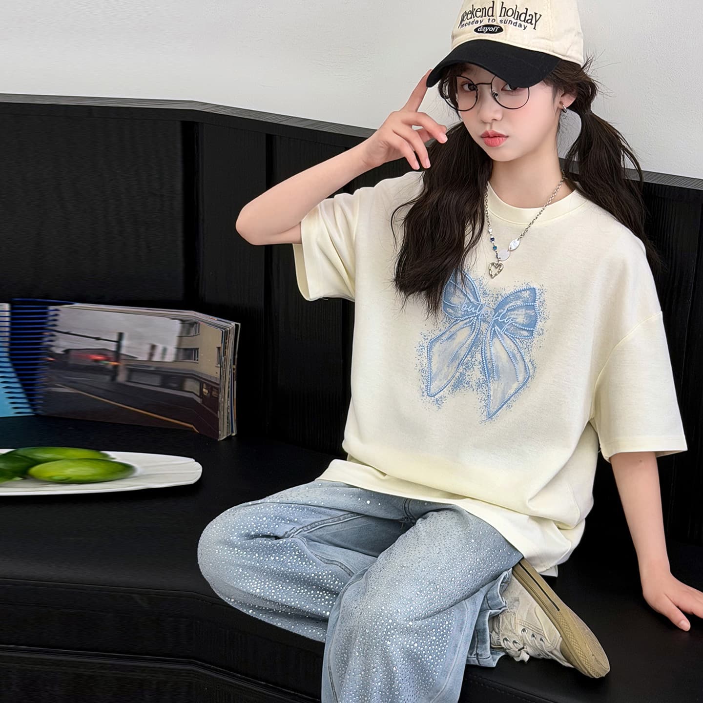 Girls' Short-Sleeve T-Shirt Summer Outfit, Korean-Style Clothing for Older Girls, Children's Base Shirt, Girls' Half-Sleeve Tee Top Wholesale