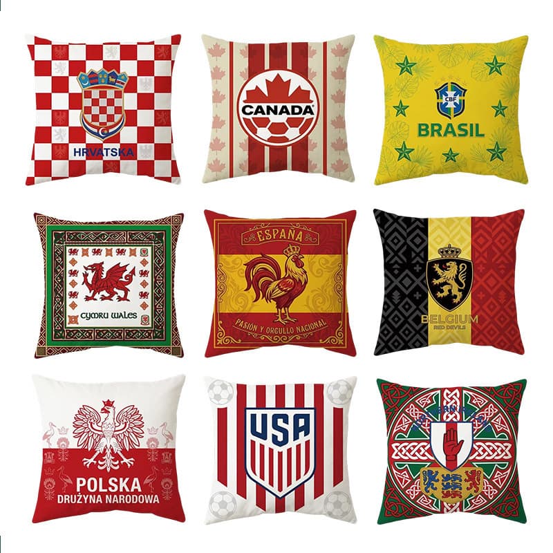 World Cup Flag Team Logo Cushion Cover Customized Digital Print Cushion Cover Fan Periphery Sofa Pillow Cover Cushion