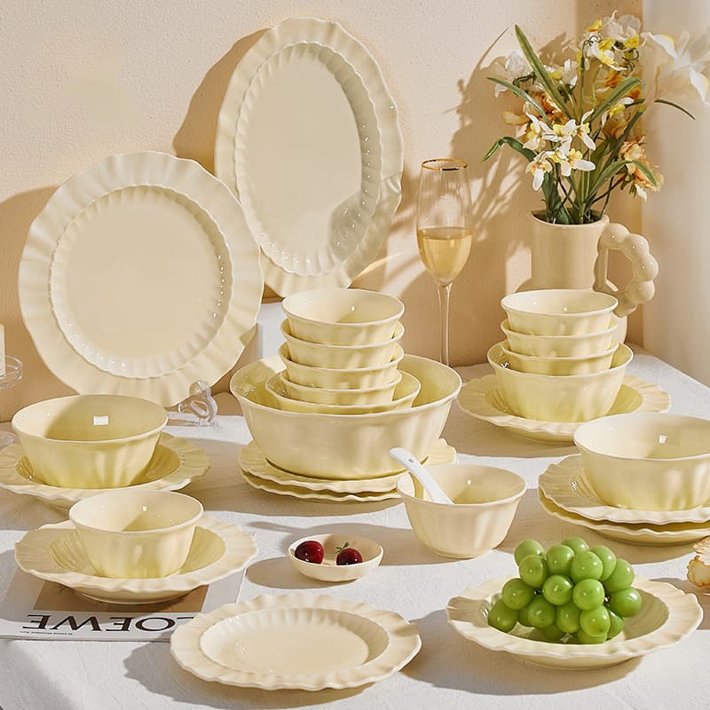 French cream style bowls, chopsticks, plates, rice bowls and dishes sets, tableware combinations for housewarming gifts, home 2026 new bowls