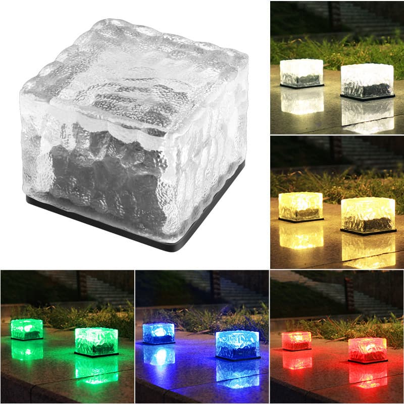 LED outdoor solar ice brick light square floor tile lamp, rainproof lawn decorative buried light with drop shipping